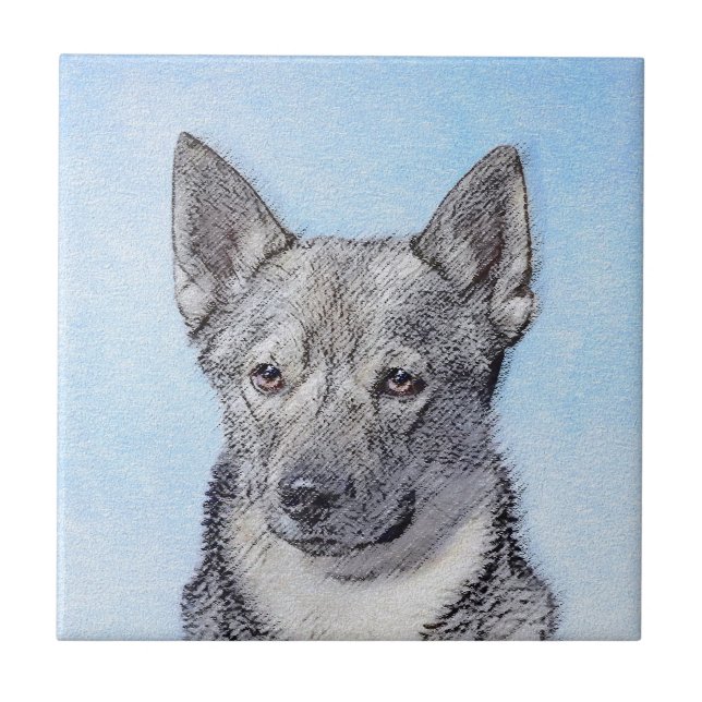 Carreau Peinture Suédoise Vallhund - Cute Original Chien A (Devant)