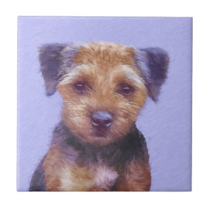 Carreau Peinture sur la frontière de Terrier - jolie art