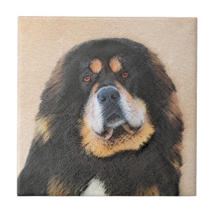 Carreau Peinture Tibétaine Mastiff - Joli art original chi