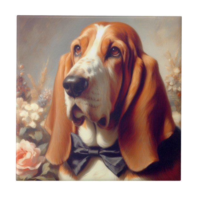 Carreau Peinture vintage à la hache Basset (Devant)