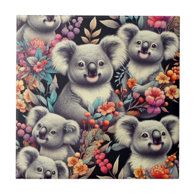 Carreau Peinture vintage Cute Koala (Devant)