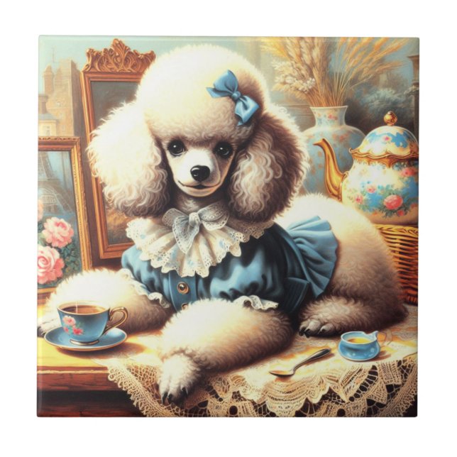 Carreau Peinture vintage de caniche (Devant)