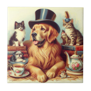 Carreau Peinture Vintage de chien mignonne