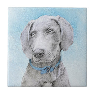 Carreau Peinture Weimaraner - Joli art original chien