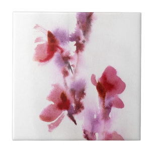 Carreau Peintures florales abstraites 3 d'aquarelle