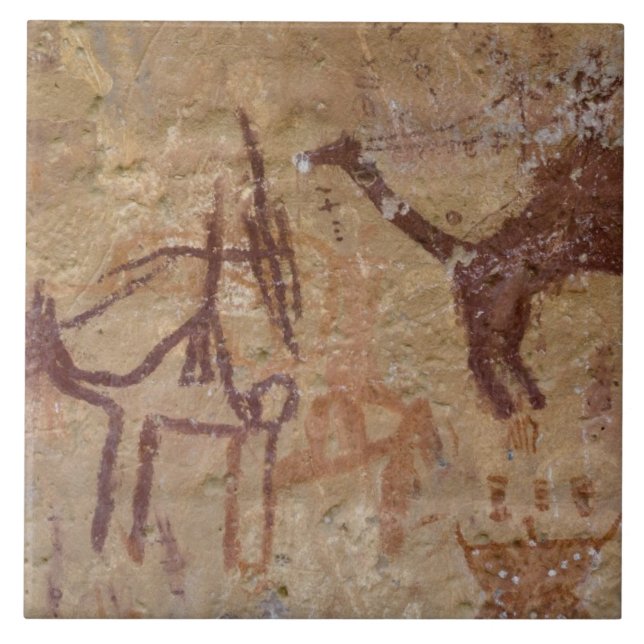 Carreau Peintures rupestres préhistoriques avec des chamea (Devant)