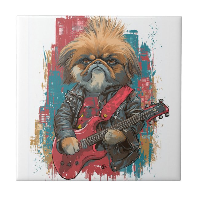 Carreau Pékinois Punk Rock ï¿½ Chien Rebelle (Devant)