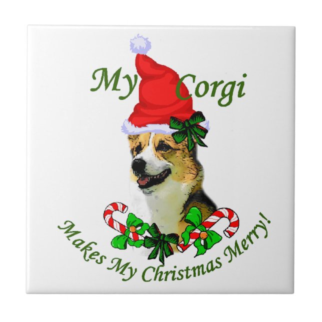 Carreau Pembroke Welsh Corgi Noël (Devant)