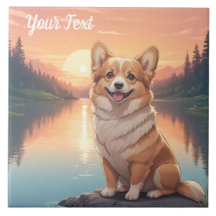 Carreau Pembroke Welsh Corgi par lac