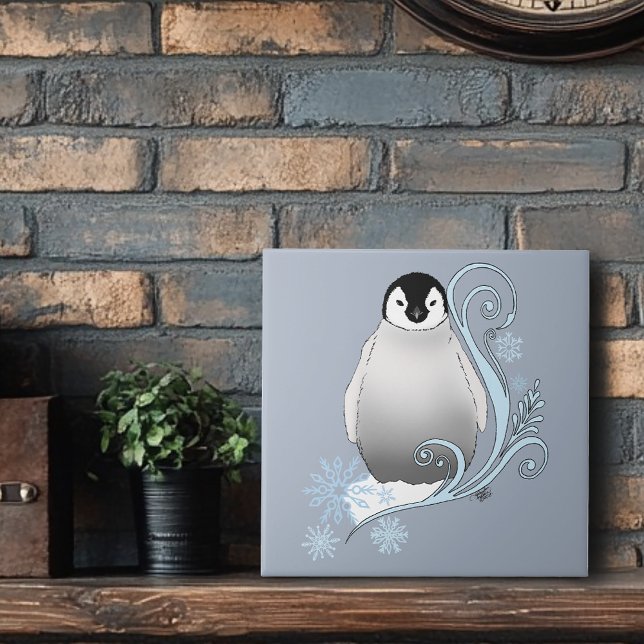 Carreau Pengouin Art Nouveau Flocons de Neige Hiver Fantai (Créateur téléchargé)