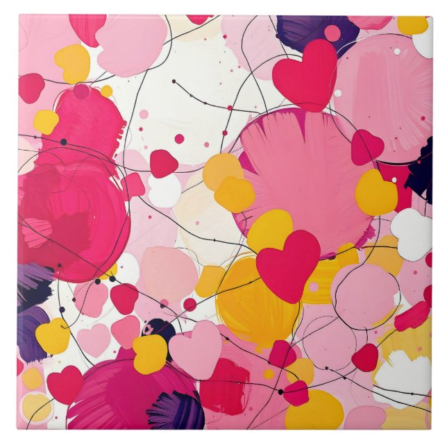 Carreau "Pensées d'amour aléatoires" - Abstrait coloré (Devant)