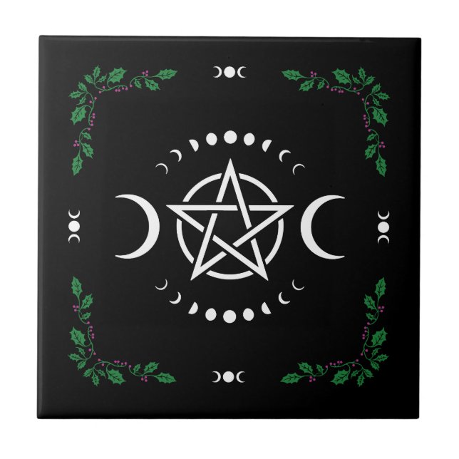 Carreau Pentagram pentacle triple lunette de déesse (Devant)