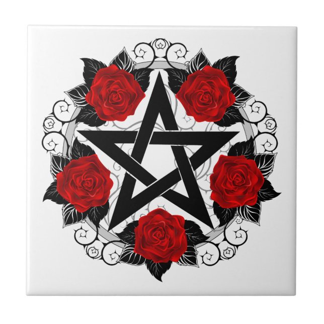 Carreau Pentagramme aux roses rouges (Devant)