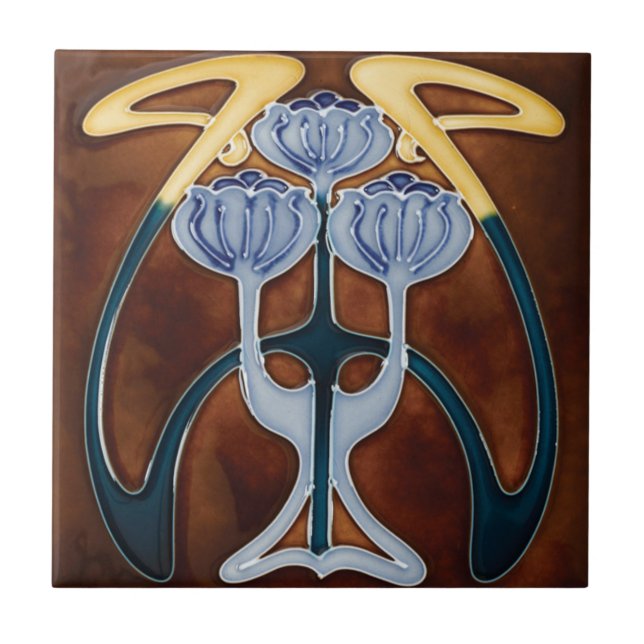 Carreau Peonies en céramique Carrelage bleu clair Fleurs (Devant)