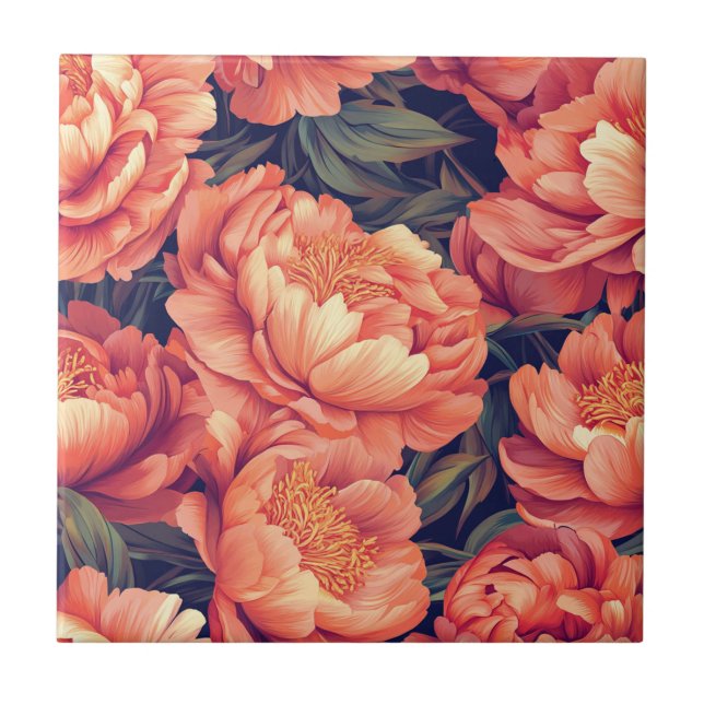 Carreau Peonies Vintages Tendance Carrelage Pour Parquet (Devant)