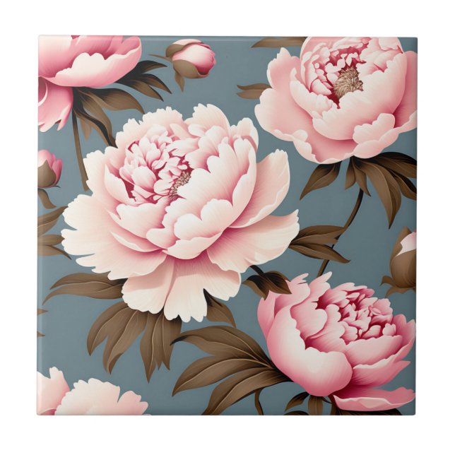 Carreau Peony Vintage motif floral (Devant)