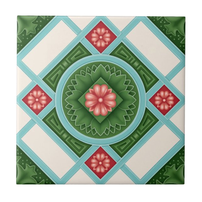 Carreau Peranakan Heritage Tile Mandala – Vibrant Nyonya  (Devant)
