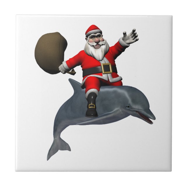 Carreau Père Noël chevauchant un dauphin (Devant)
