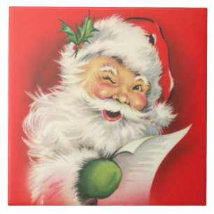Carreau Père Noël clin d'œil vintage