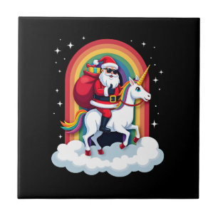Carreau Père Noël de Noël Cheval Licorne Femmes Filles Ra