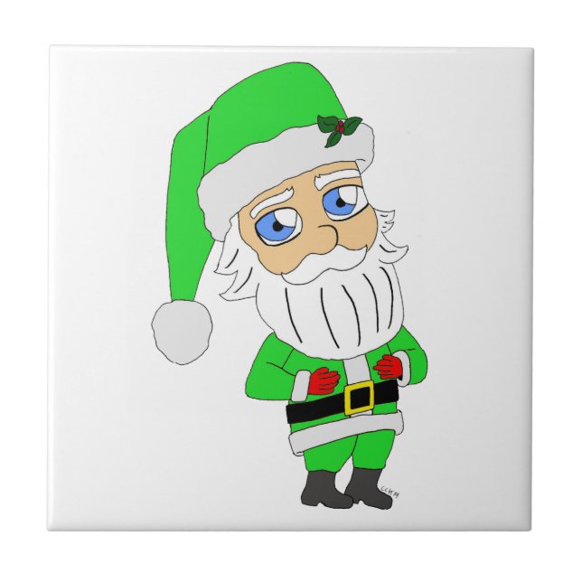 Carreau Père Noël en costume vert chibi (Devant)