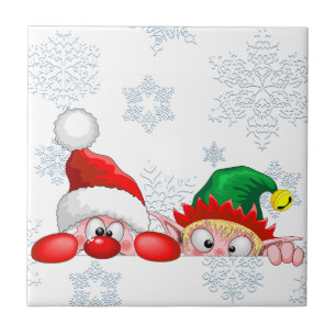 Carreau Père Noël et Elfe Personnages mignons et drôles qu