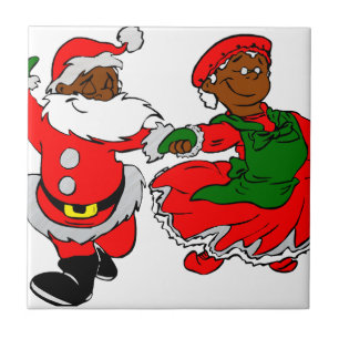 Carreau père Noël noire mme claus