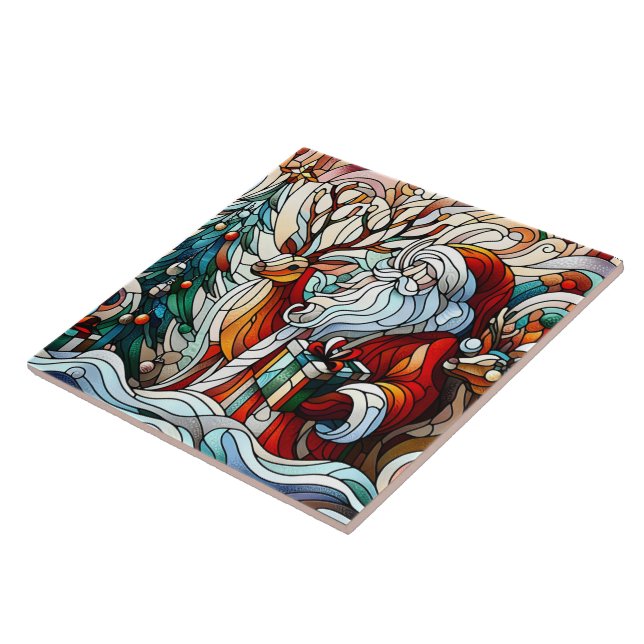 Carreau Père Noël, rennes et cadeaux des arbres (Côté)