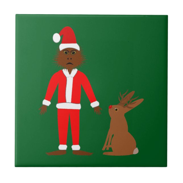 Carreau Père Noël Sasquatch et Jackalope Noël (Devant)