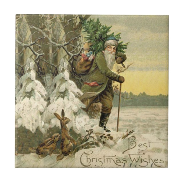 Carreau Père Noël Vintage Noël Victorien Férié (Devant)