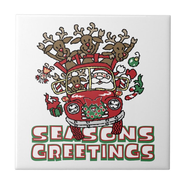 Carreau Père Noël Woody et son dessin de Noël Reindeer (Devant)