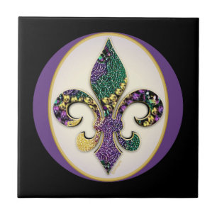 Carreau Perle Fleur de lis de mardi gras