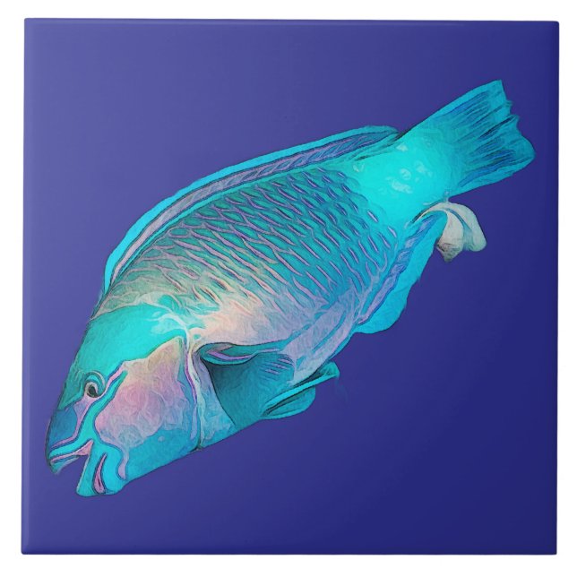 Carreau Perroquet coloré Océan bleu mer (Devant)