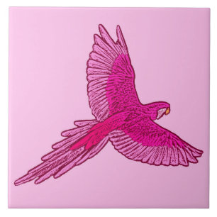 Carreau Perroquet en vol, Fuchsia et rose glace