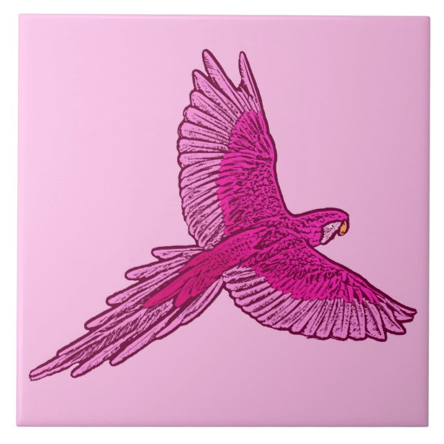 Carreau Perroquet en vol, Fuchsia et rose glace (Devant)