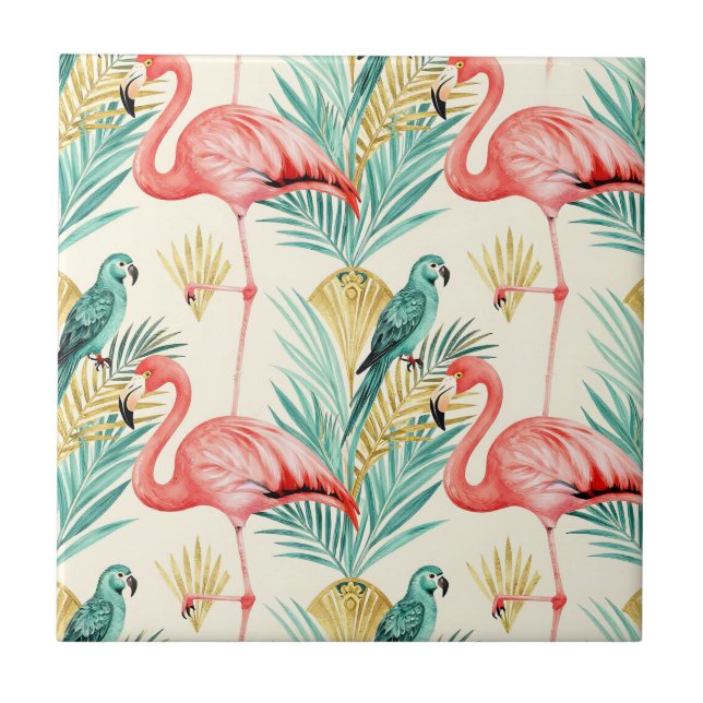 Carreau Perroquet flamant tropical Jungle (Devant)
