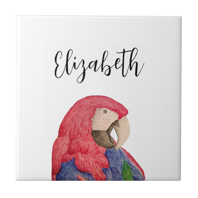 Carreau Perroquet tropical Dessin Macaw coloré (Devant)