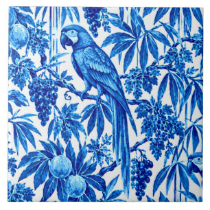 Carreau Perroquets bleus dans un jardin tropical