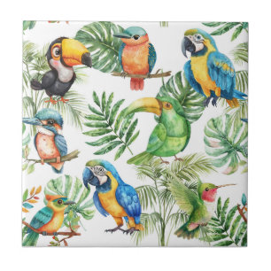 Carreau Perroquets oiseaux tropicaux motif