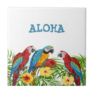 Carreau Perroquets palmier feuille feuillage aloha
