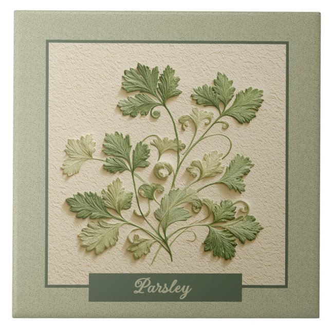 Carreau Persil Herbe Cuisine Vert Relief Faux (Devant)