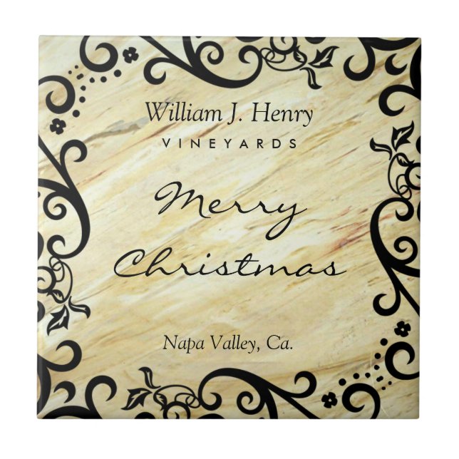 Carreau Personalize Christmas Marble Scroll Wine (Devant)