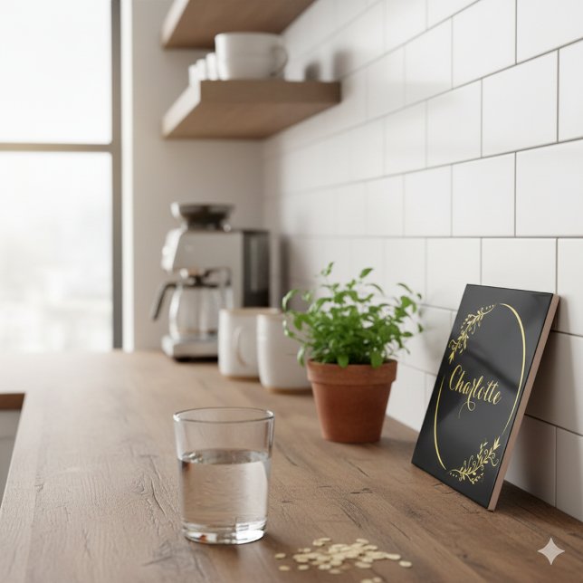 Carreau Personalized Name Stylish Frame Decorative (Personalized Name Stylish Frame Decorative Ceramic Tile)