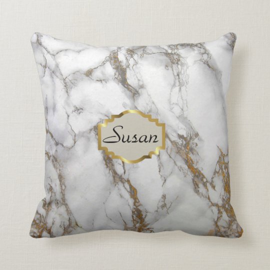 Carreau personnalisable de monogramme, or de coussin