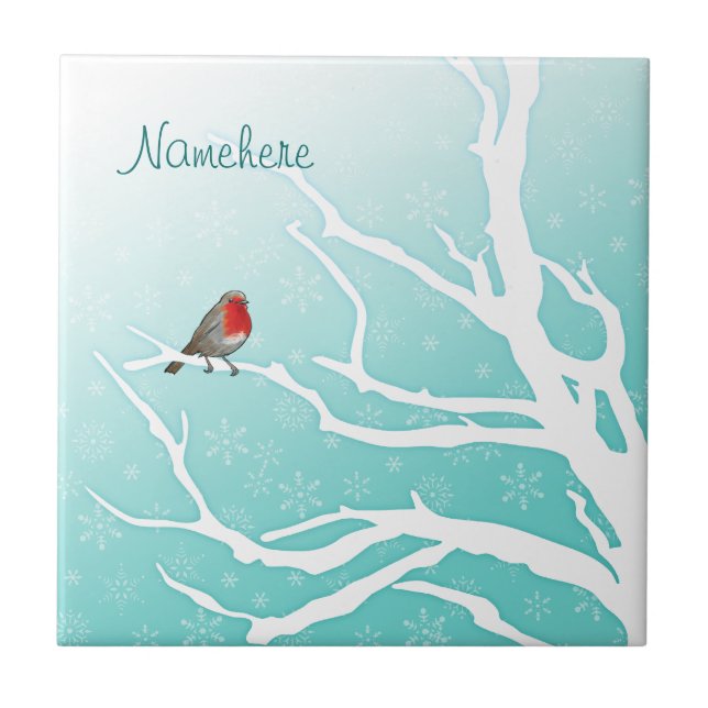 Carreau Personnalisable : Robin dans un arbre (Devant)
