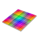 Carreau Personnalisation de la platine arc-en-ciel<br><div class="desc">Ce motif en plaid arc-en-ciel est lumineux et coloré,  avec un effet de texture légère. C'est un motif à damiers vif et dynamique qui a l'air joli tel quel ou comme arrière - plan pour vos textes et photos.</div>