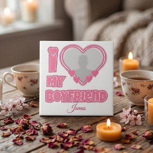 Carreau Personnalisé J'aime mon petit ami – Ajouter une ph
