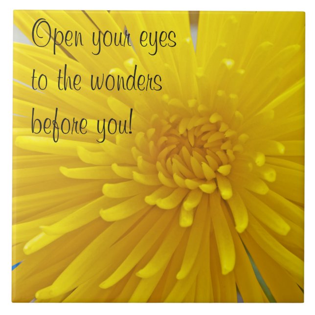 Carreau Personnalisé Spiky Jaune Dahlia Fermer la photo (Devant)