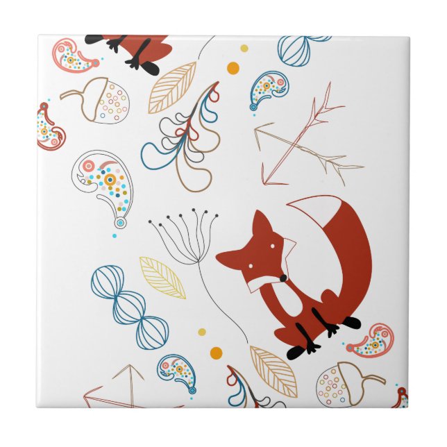 Carreau Personnaliser le Motif Woodland Fox moderne (Devant)