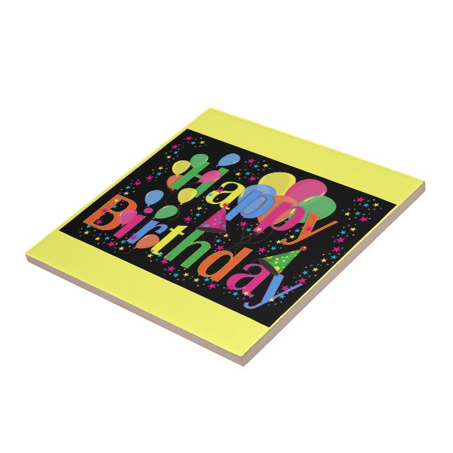Carreau Personnaliser Nom Anniversaire Fête Art (Côté)